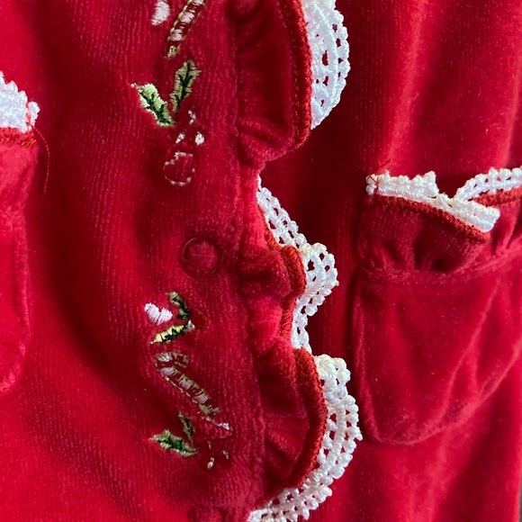 Little Me Baby Red Romper Girl Holiday Ruffle Trim “My First Christmas” Sz 9M(h) - Picture 4 of 7